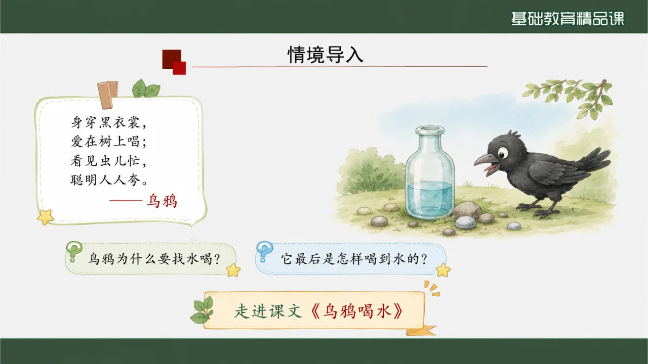 《乌鸦喝水》 版本1课件第3页缩略图