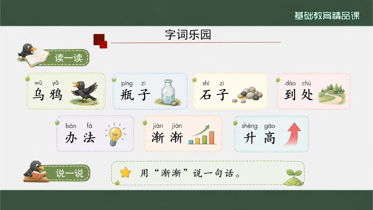 《乌鸦喝水》 版本1课件第5页缩略图
