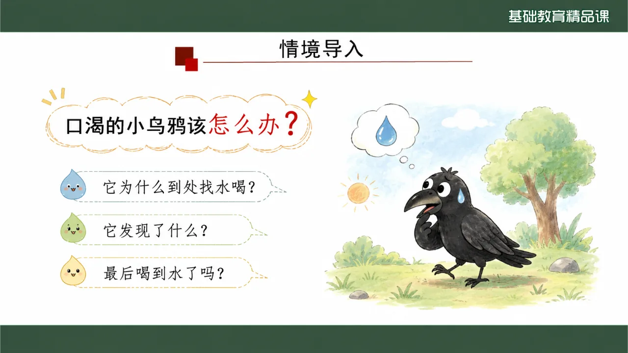《乌鸦喝水》 版本2课件第3页缩略图